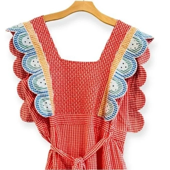 ANTHROPOLOGIE Stella Nova Sussie Square Neck Gingham Dress Size XL NEW - Picture 5 of 10